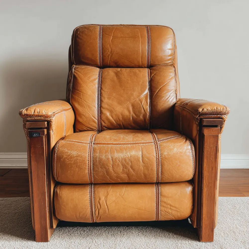 Fauteuil inclinable en Cuir 90x85x100 cm - Marron - Design Classique