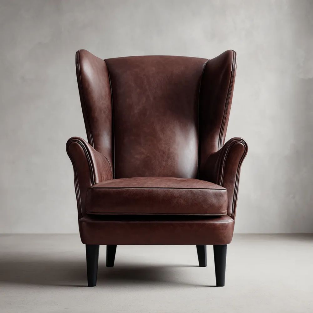 Fauteuil en Cuir Marron - Design Classique - 75x85x100 cm