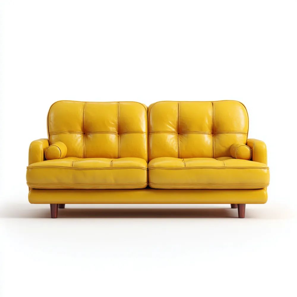 Canapé deux places en cuir 160x90x85 cm - Jaune - Design Moderne