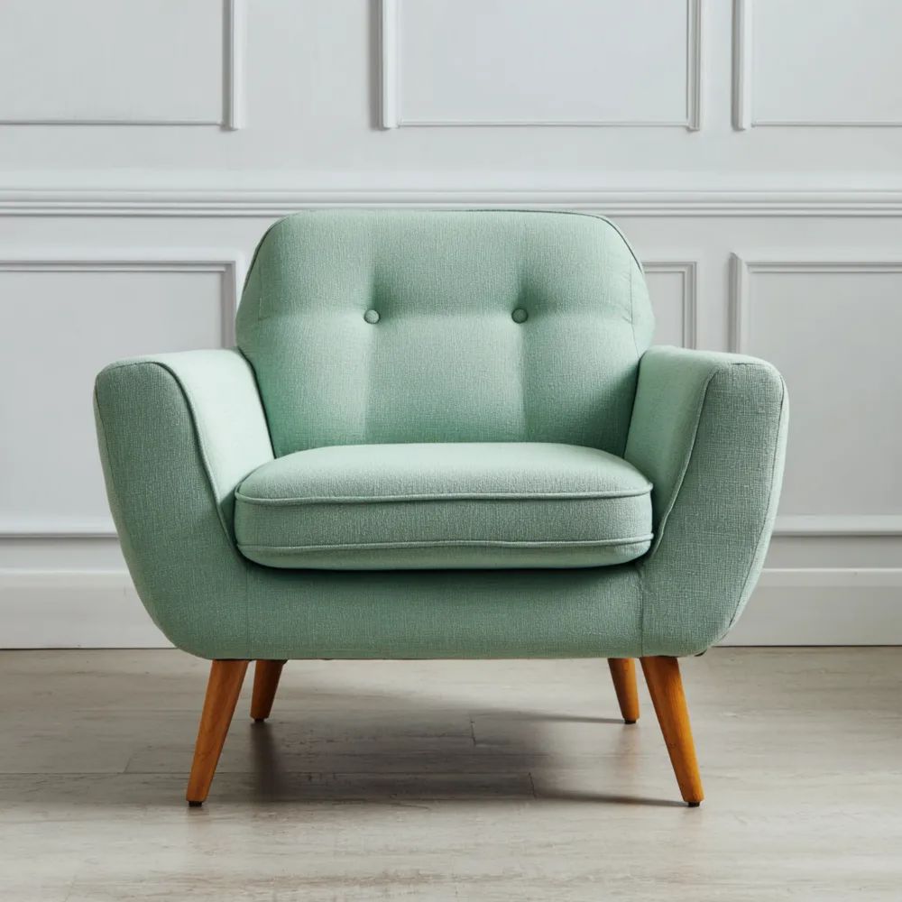 Fauteuil en tissu 80x85x90 cm - Vert pastel - Design moderne