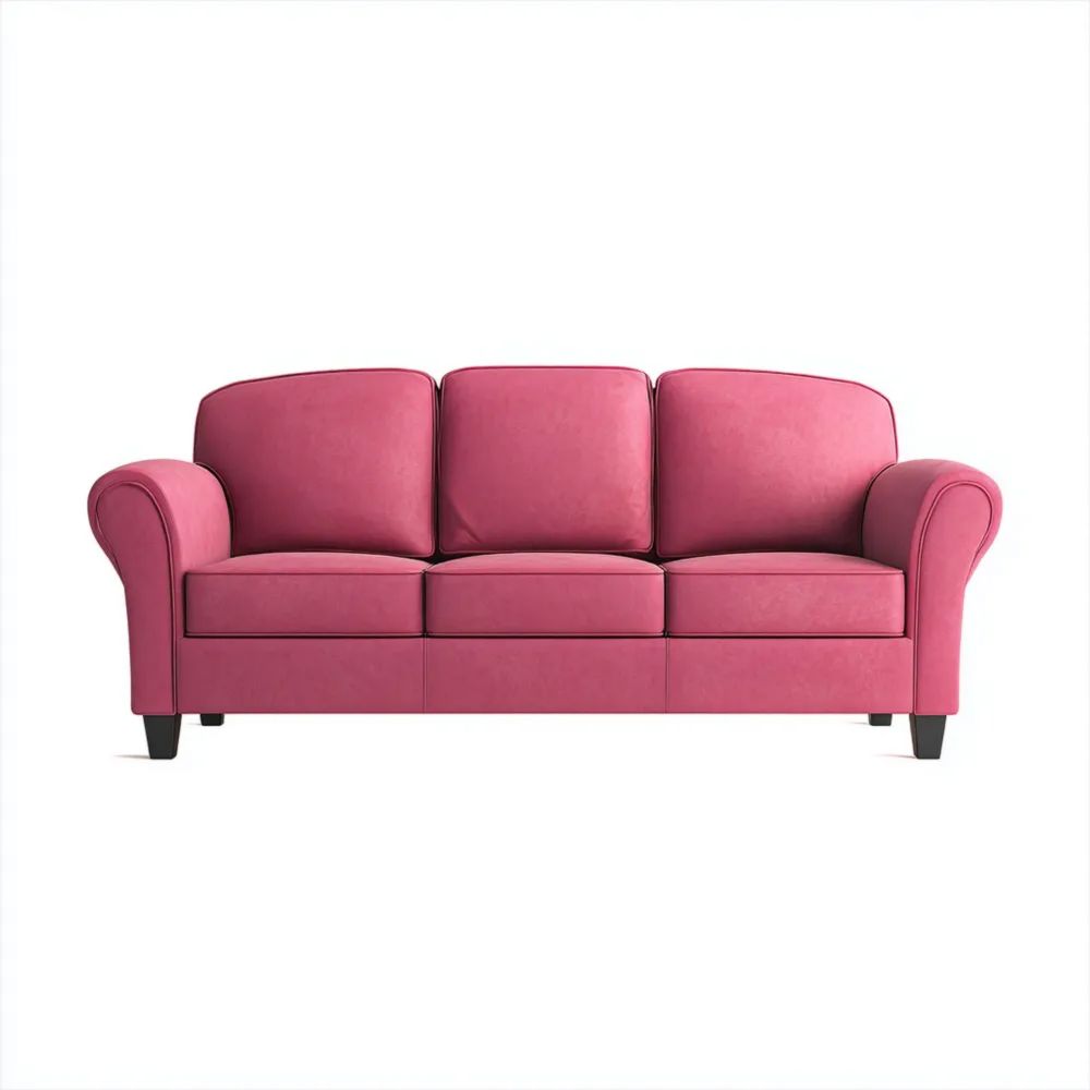 Canapé trois places Tissu 200x85x90 cm - Rose - Design Classique