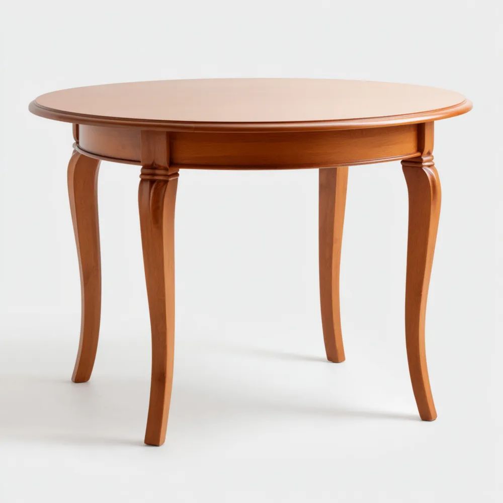 Table à manger ronde en bois 110x110x76 cm - Chêne - Style classique