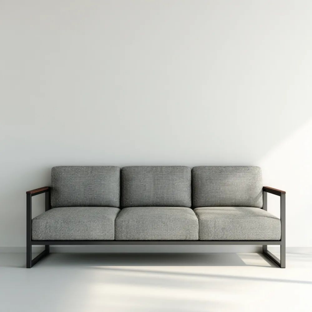 Canapé trois places - 210x80x85 cm - Tissu Gris - Style moderne