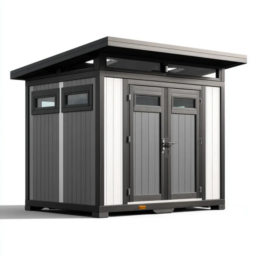 Abris de jardin - Résine 300x200x250 cm – Gris/Blanc – Moderne