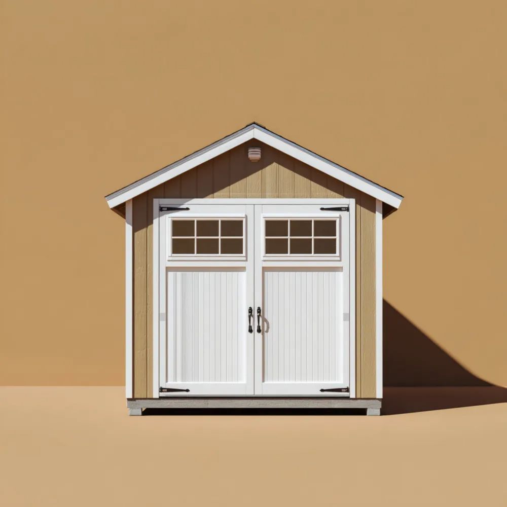 Abri de jardin bois 300x200x220 cm - Beige/Blanc - Double porte