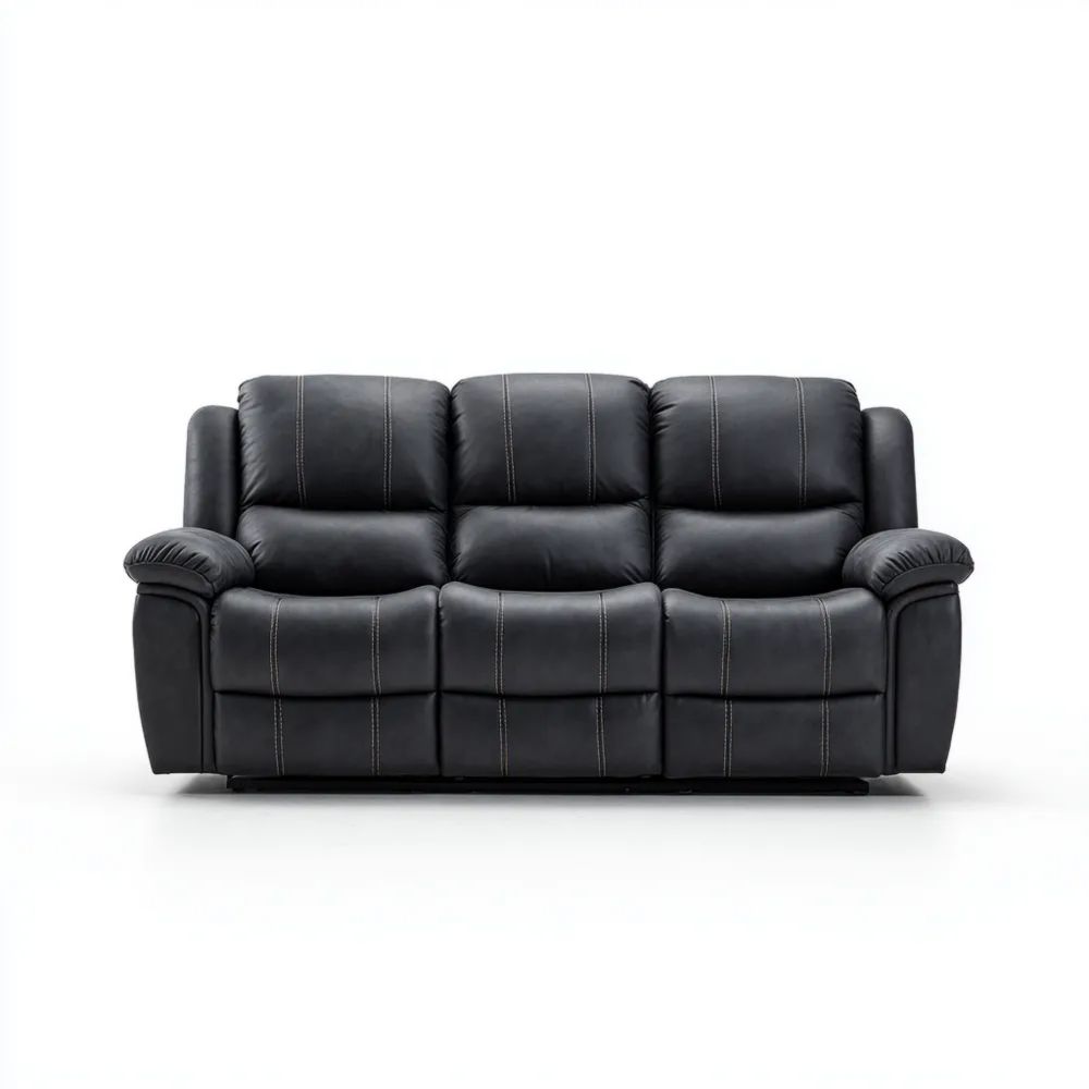 Canapé Trois Places Simili Cuir 200x90x100 cm - Noir - Design Contemporain