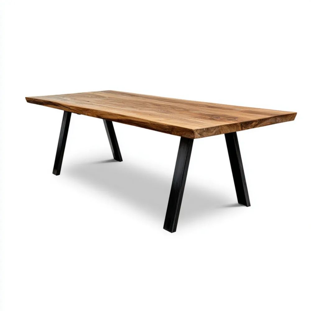 Table à manger en bois massif 200x90x75 cm - Style industriel