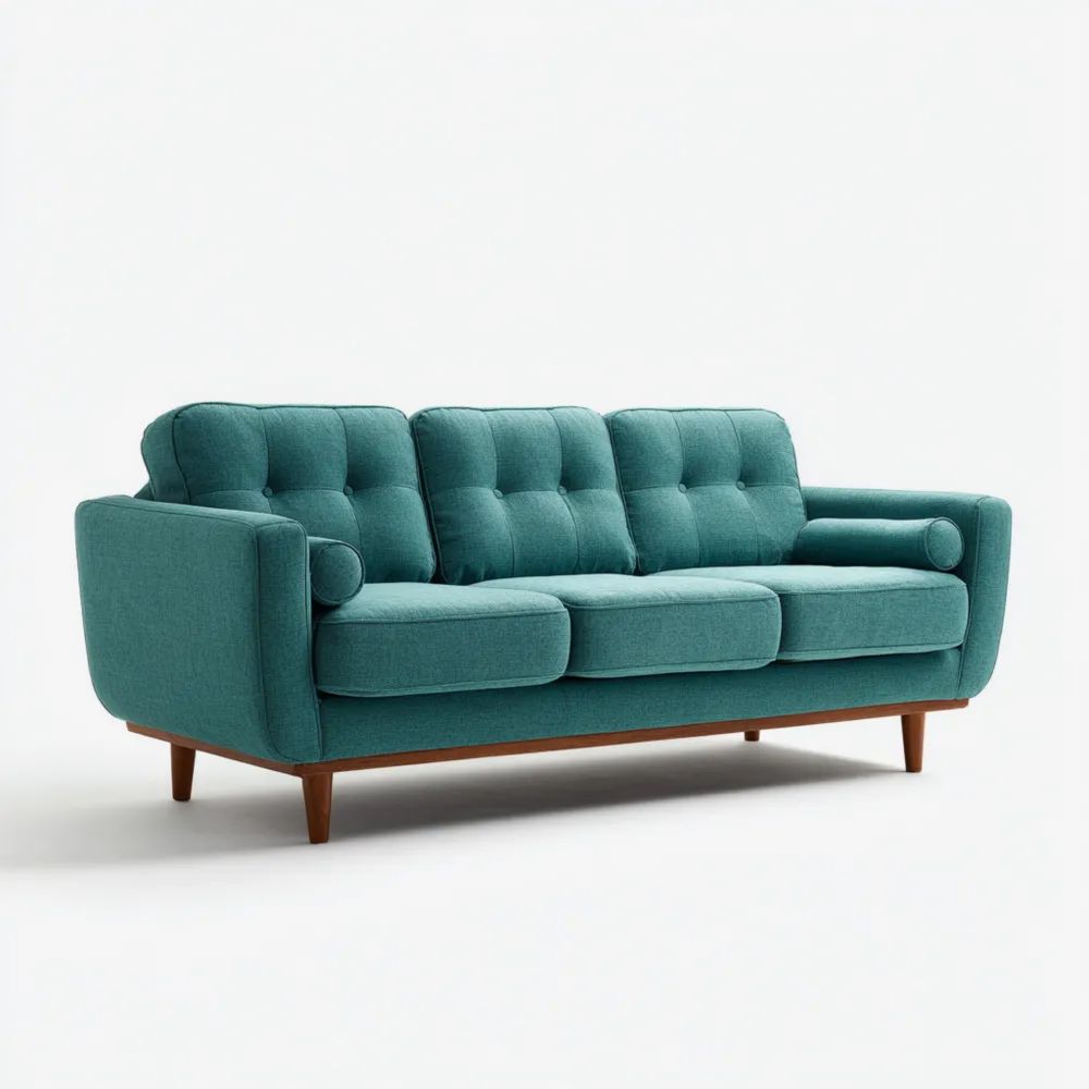 Canapé trois places 200x85x75 cm – Tissu – Vert Sarcelle – Design Moderne