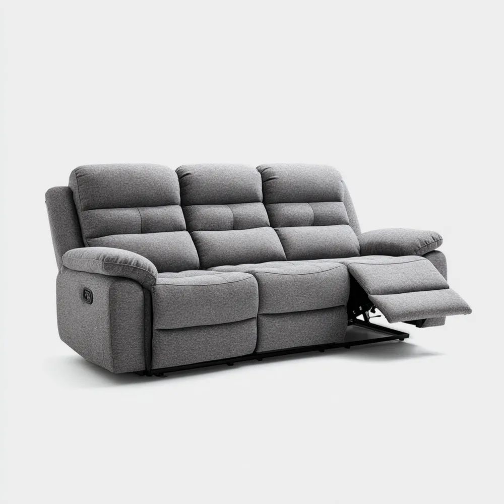 Canapé trois places tissu 200x90x100 cm - Gris - Design moderne avec fonction relax