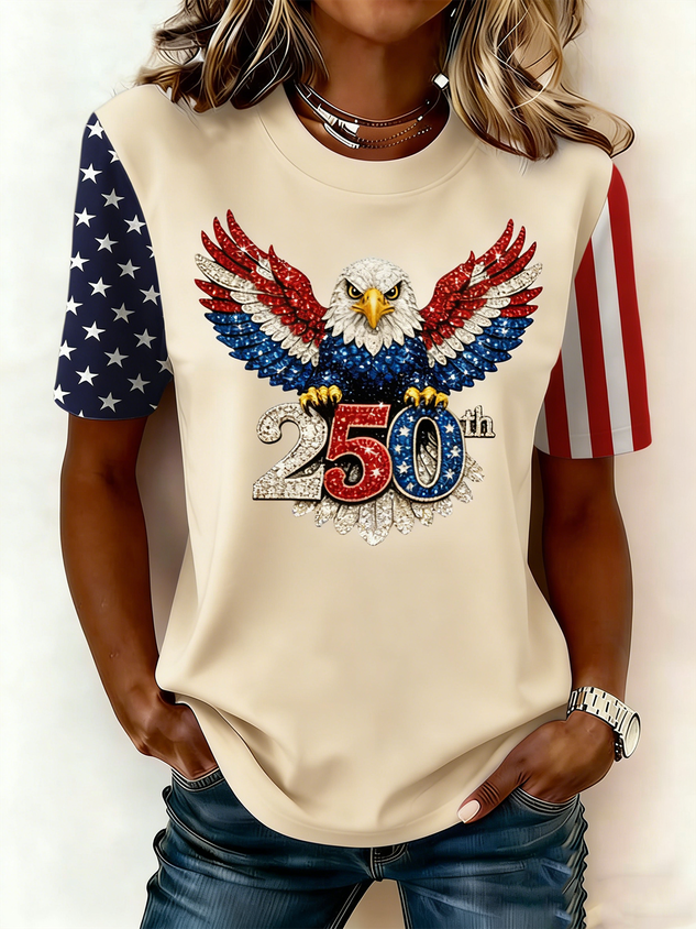 Women's USA 1776-2026 Print Casual T-Shirt