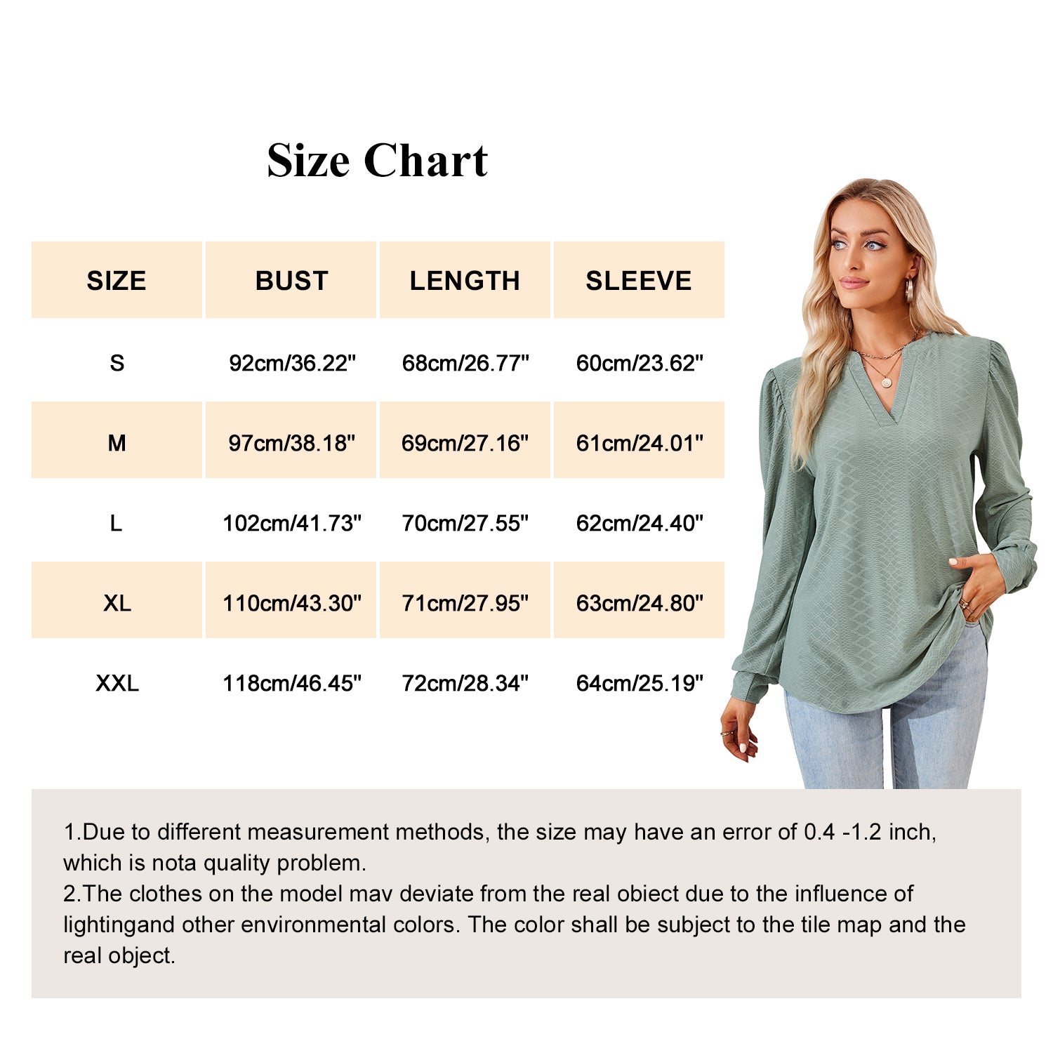 Clearance Sale！Womens Tops Puff Long Sleeves Tunic Tops Casual Loose Blouse V-Neck Shirts 