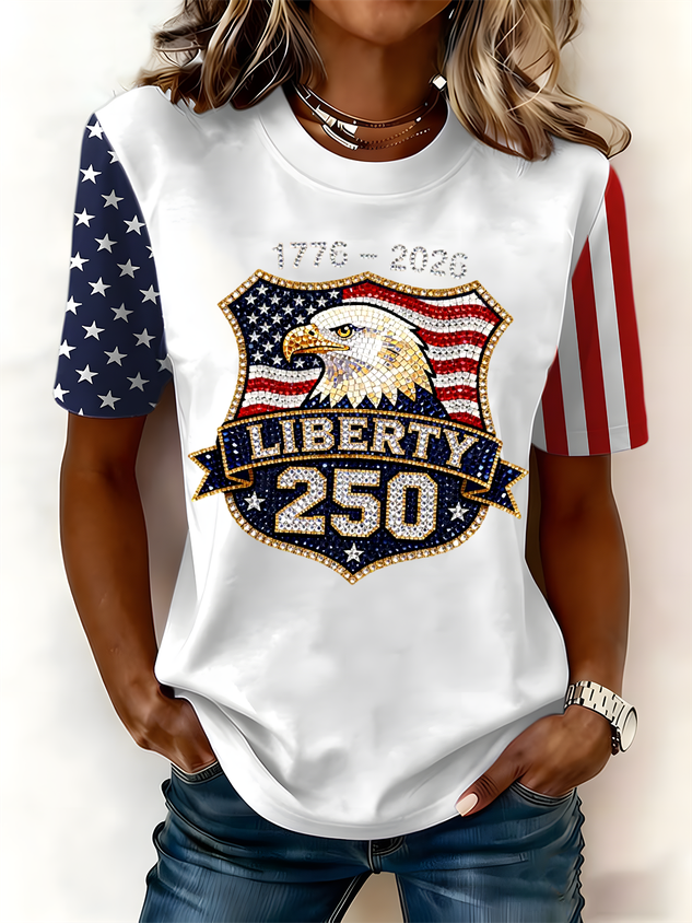 Women's USA 1776-2026 Print Casual T-Shirt