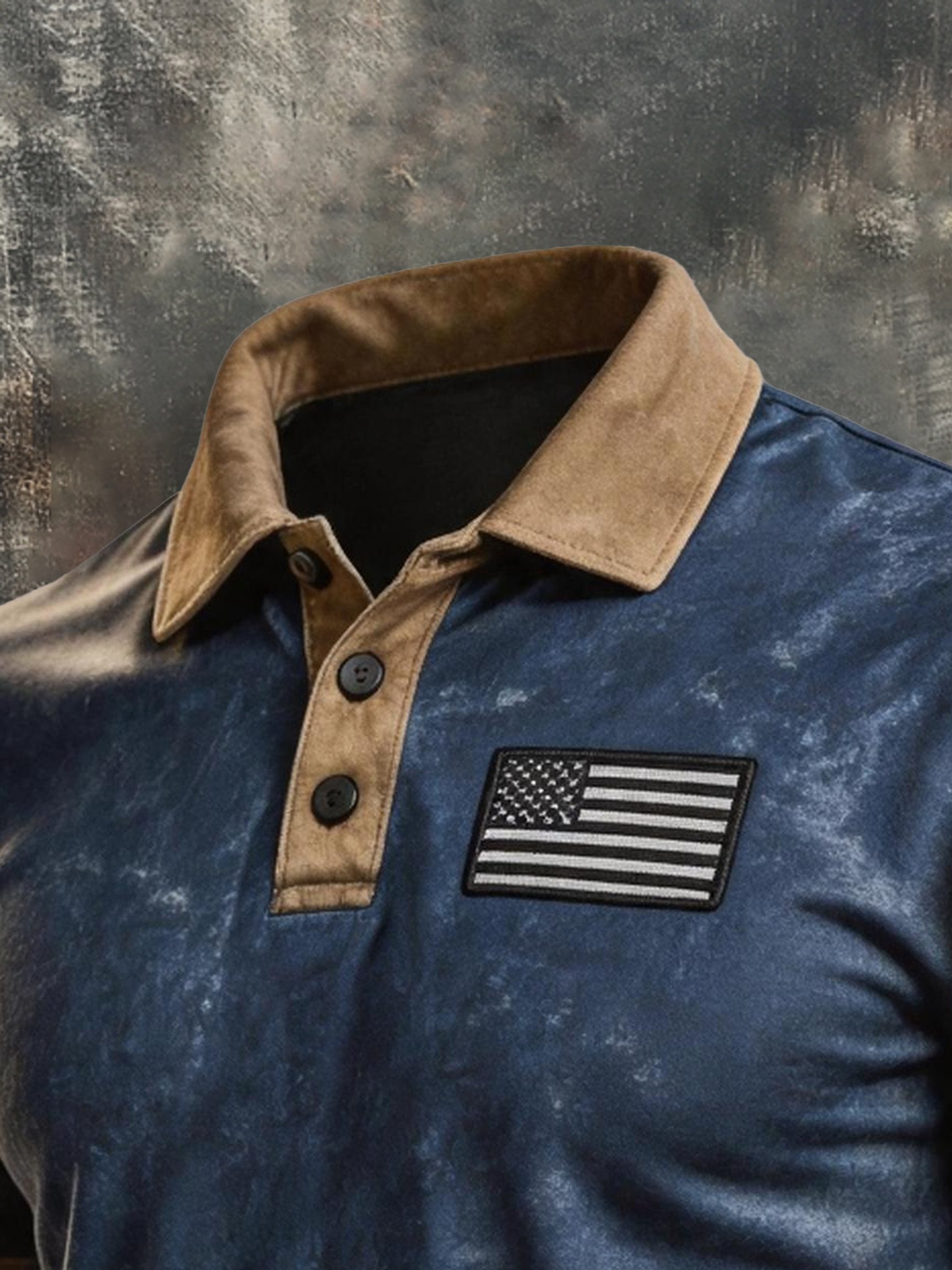 Men's Retro "Patriot" Color-Block Short-Sleeve Polo Shirt