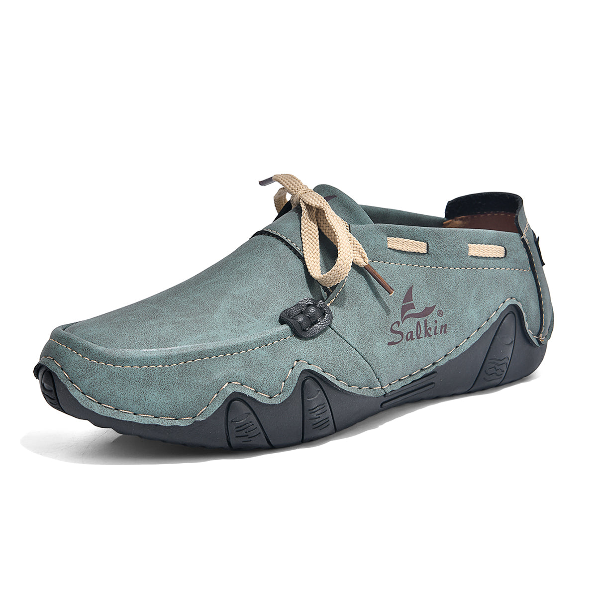 Men's Outdoor Casual Leather Shoes – Wide Toe Box & Cushioned Shock-Absorbing Sole – Designed for All-Day Comfort