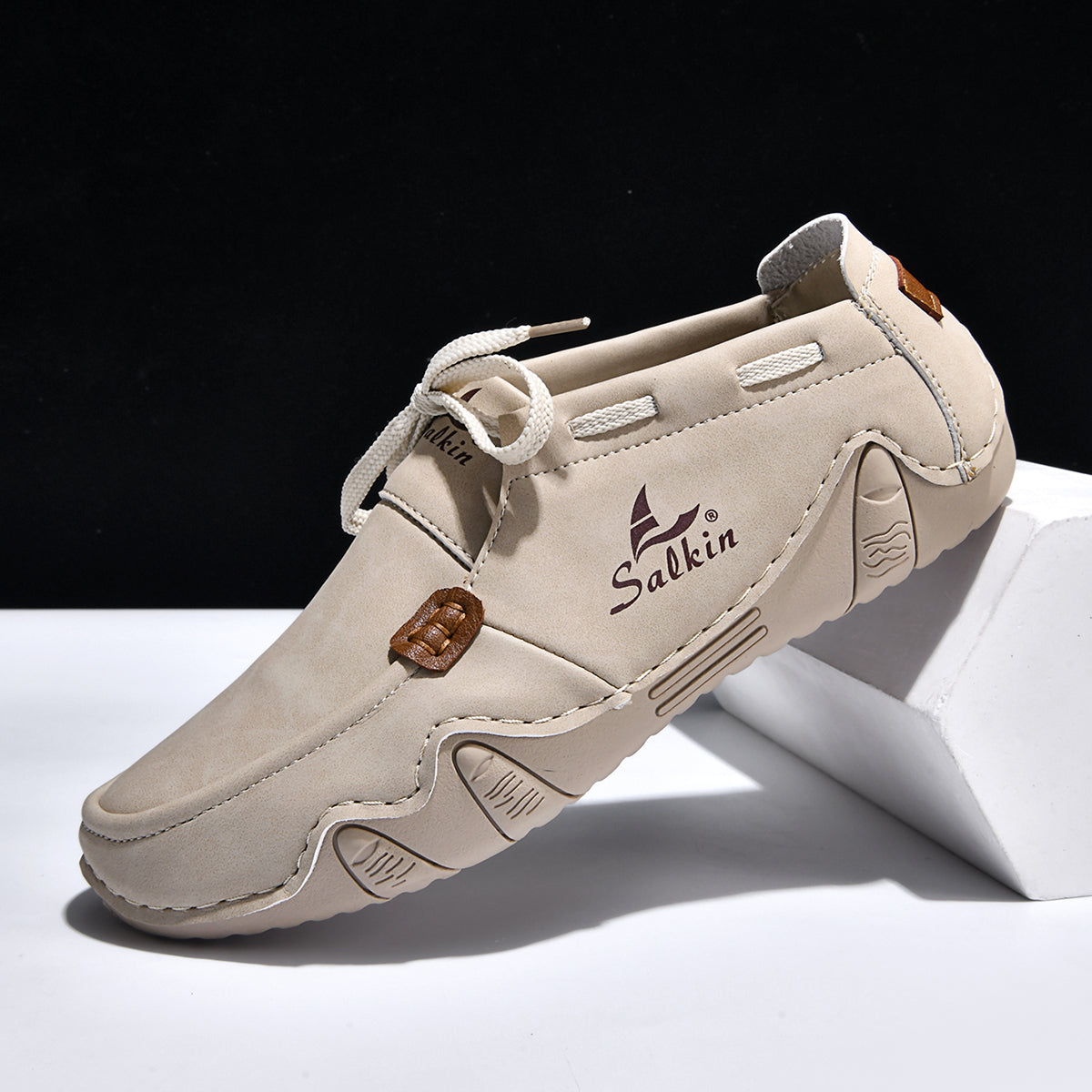 Men's Outdoor Casual Leather Shoes – Wide Toe Box & Cushioned Shock-Absorbing Sole – Designed for All-Day Comfort