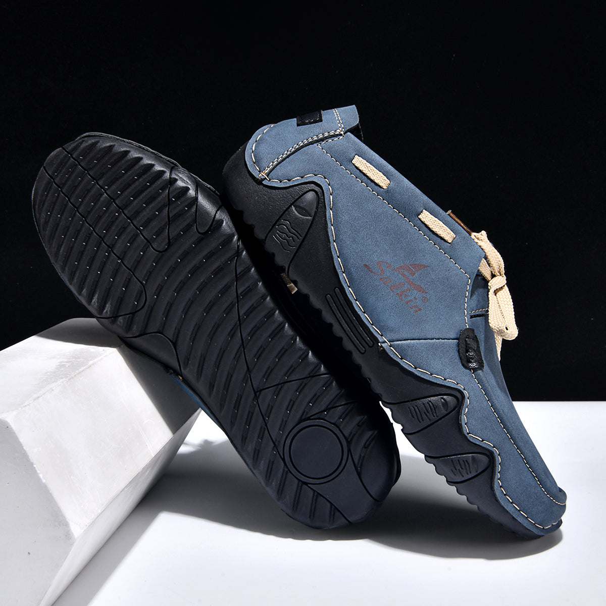 Men's Outdoor Casual Leather Shoes – Wide Toe Box & Cushioned Shock-Absorbing Sole – Designed for All-Day Comfort