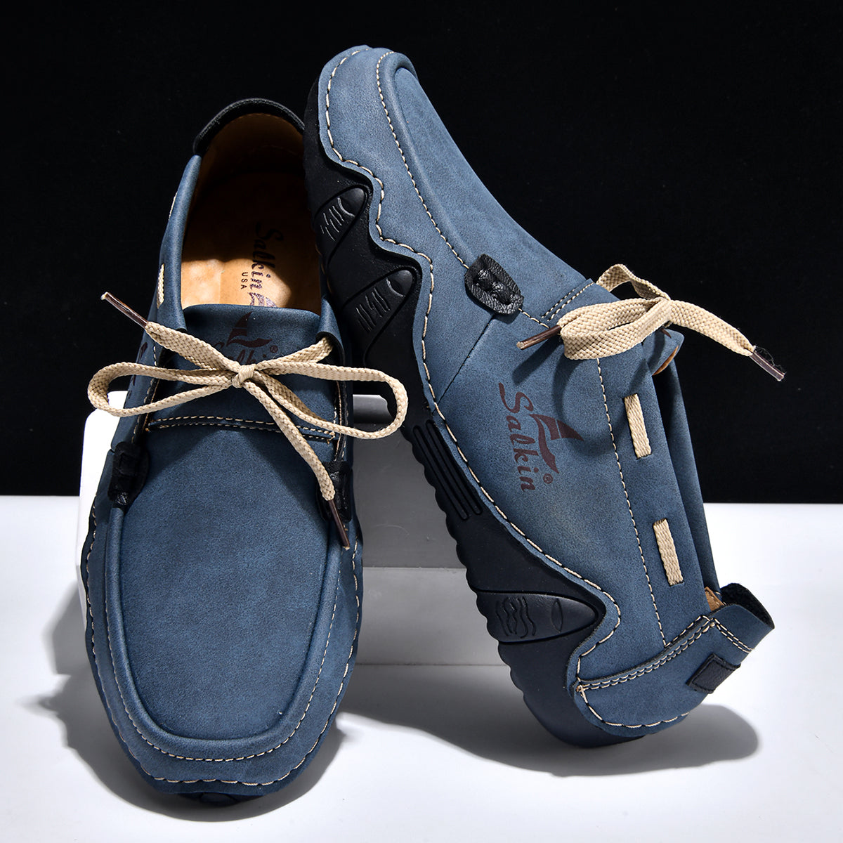 Men's Outdoor Casual Leather Shoes – Wide Toe Box & Cushioned Shock-Absorbing Sole – Designed for All-Day Comfort