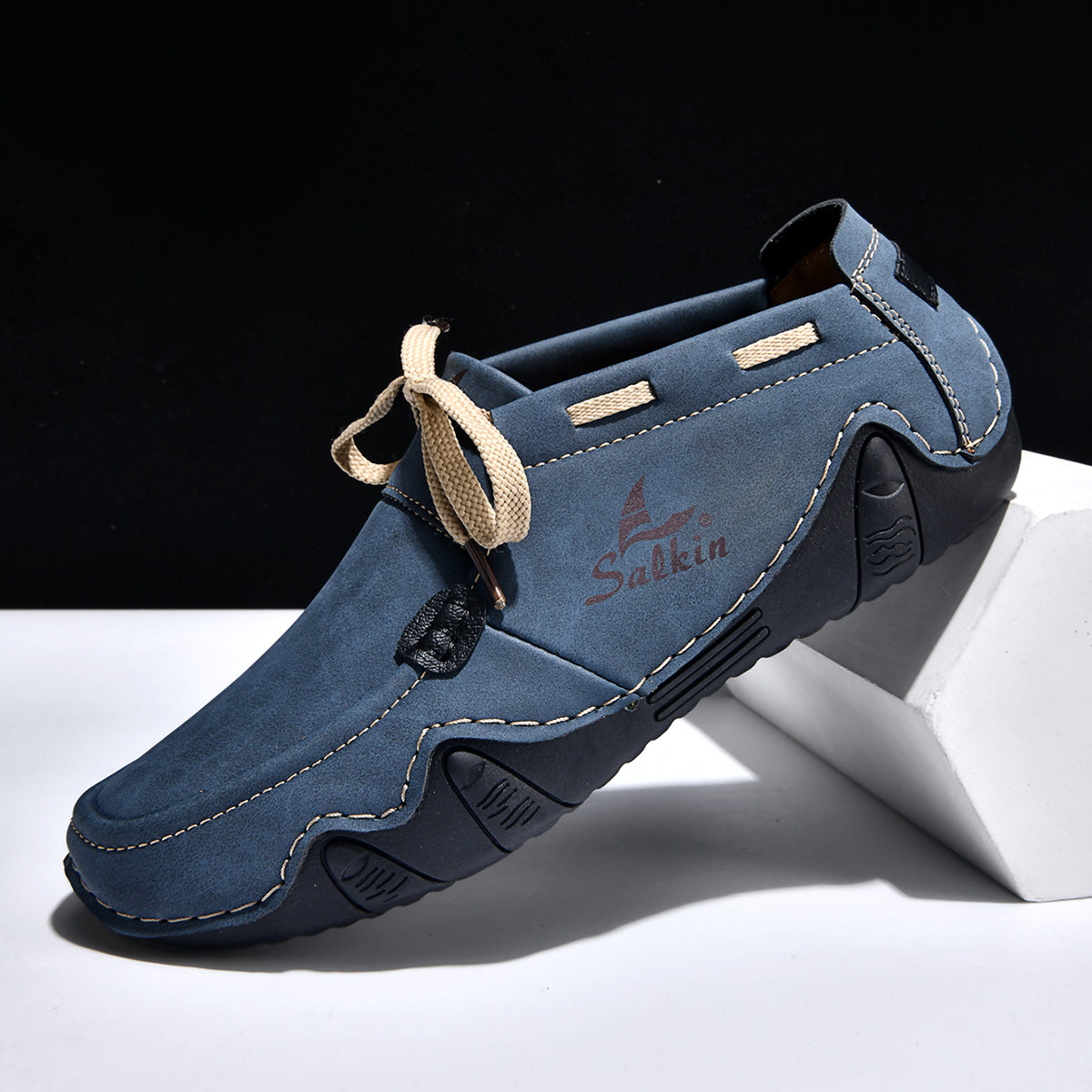 Men's Outdoor Casual Leather Shoes – Wide Toe Box & Cushioned Shock-Absorbing Sole – Designed for All-Day Comfort