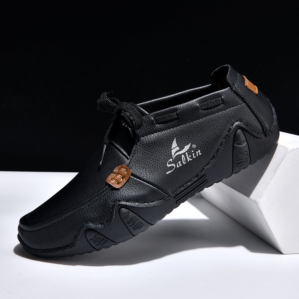 Men's Outdoor Casual Leather Shoes – Wide Toe Box & Cushioned Shock-Absorbing Sole – Designed for All-Day Comfort