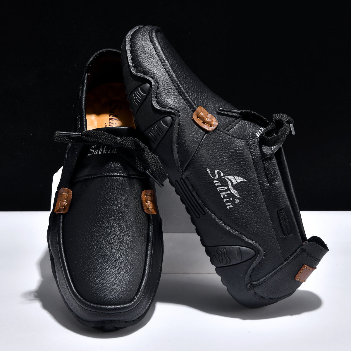 Men's Outdoor Casual Leather Shoes – Wide Toe Box & Cushioned Shock-Absorbing Sole – Designed for All-Day Comfort