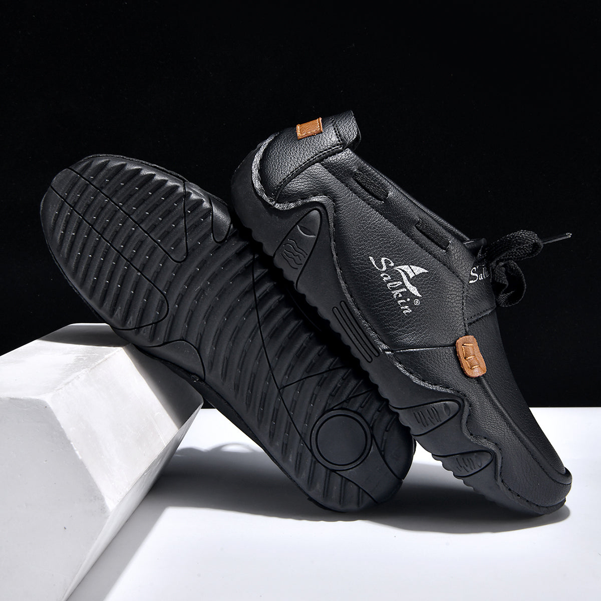 Men's Outdoor Casual Leather Shoes – Wide Toe Box & Cushioned Shock-Absorbing Sole – Designed for All-Day Comfort