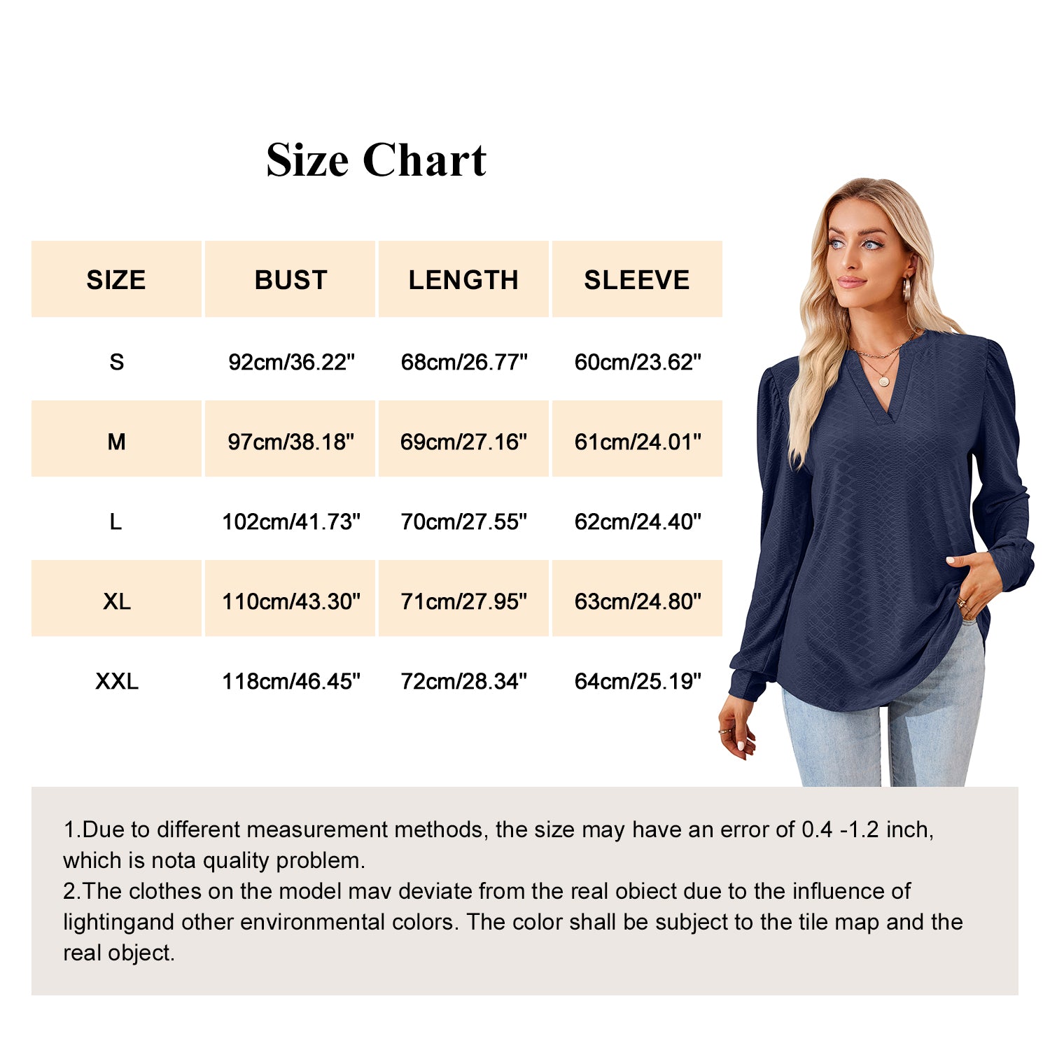 Clearance Sale！Womens Tops Puff Long Sleeves Tunic Tops Casual Loose Blouse V-Neck Shirts 