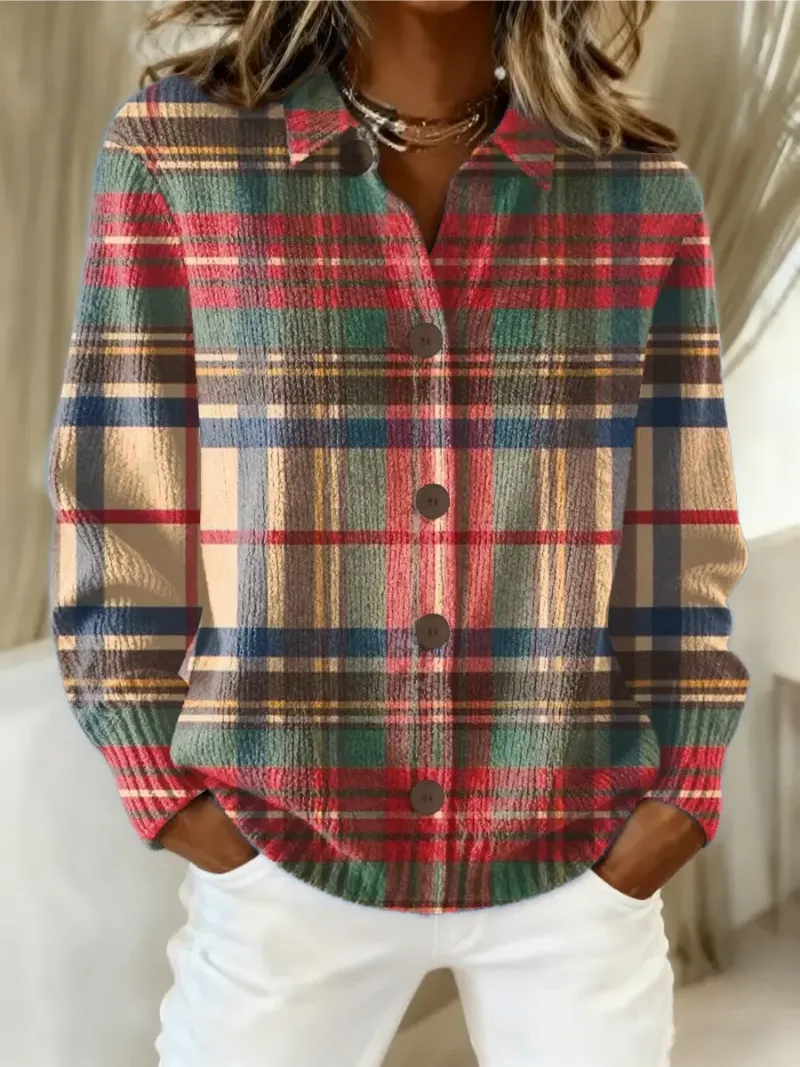 Clearance Sale！Agnes | Gray Ombre Plaid Button Cardigan