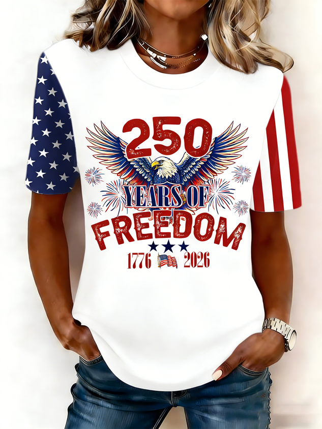 Women's USA 1776-2026 Print Casual T-Shirt