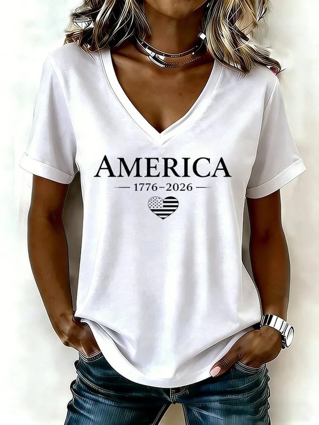 Women's USA 1776-2026 Print Casual T-Shirt