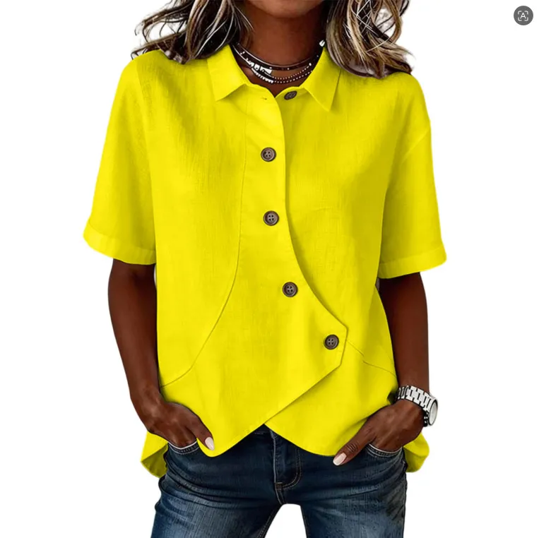 Women'S Casual Solid Color Irregular Shirt