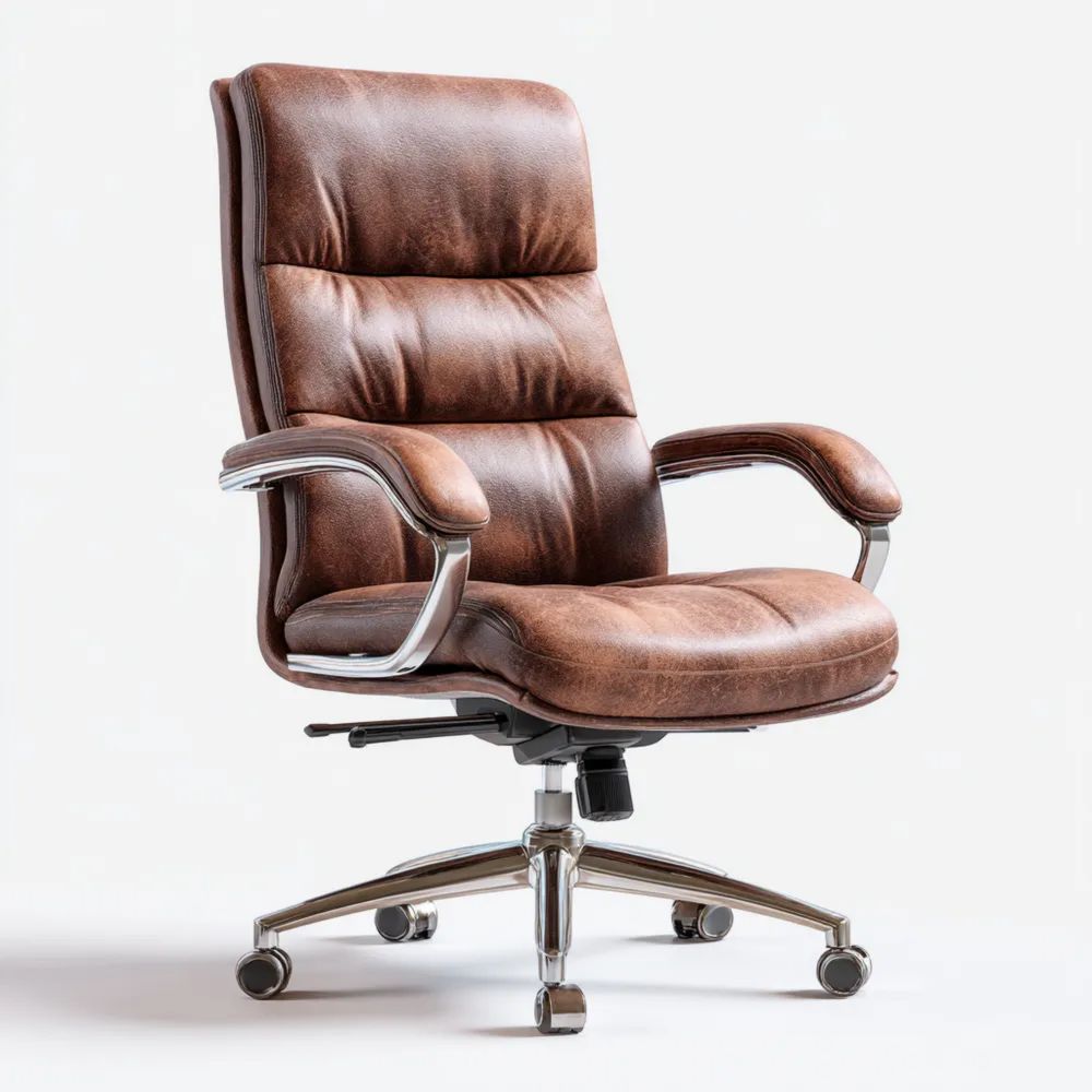 Chaise de bureau ergonomique cuir Marron réglable 65x70x120 cm – Design contemporain