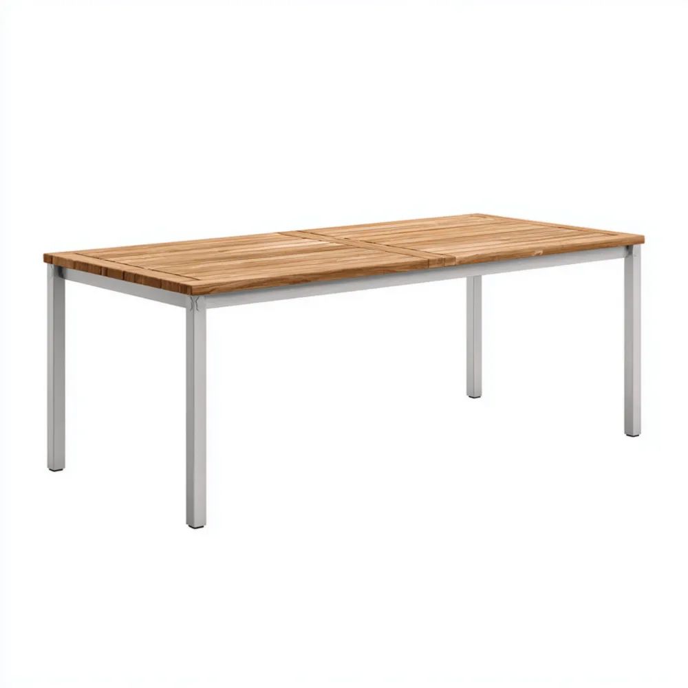 Table à manger en teck et métal - 180x90x75 cm - Design contemporain