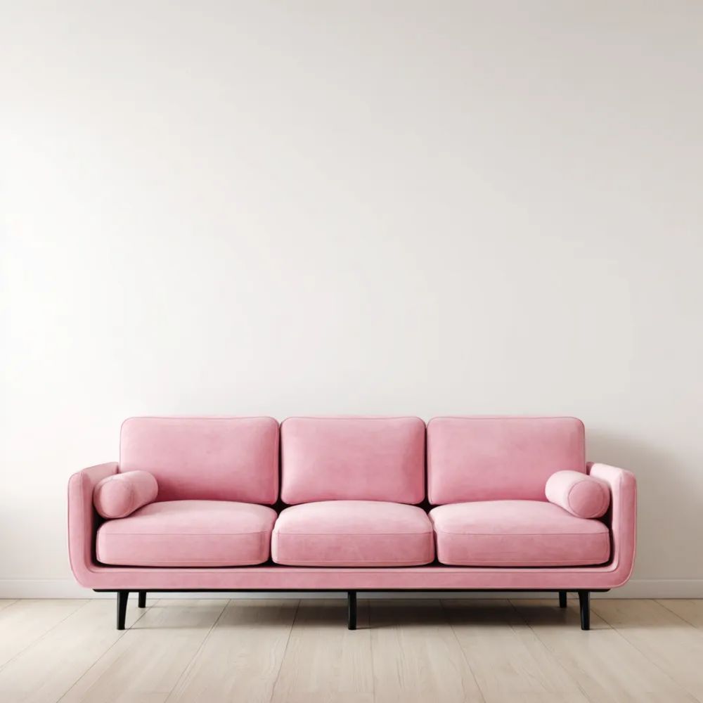 Canapé trois places Velours 200x85x75 cm - Rose - Design Contemporain