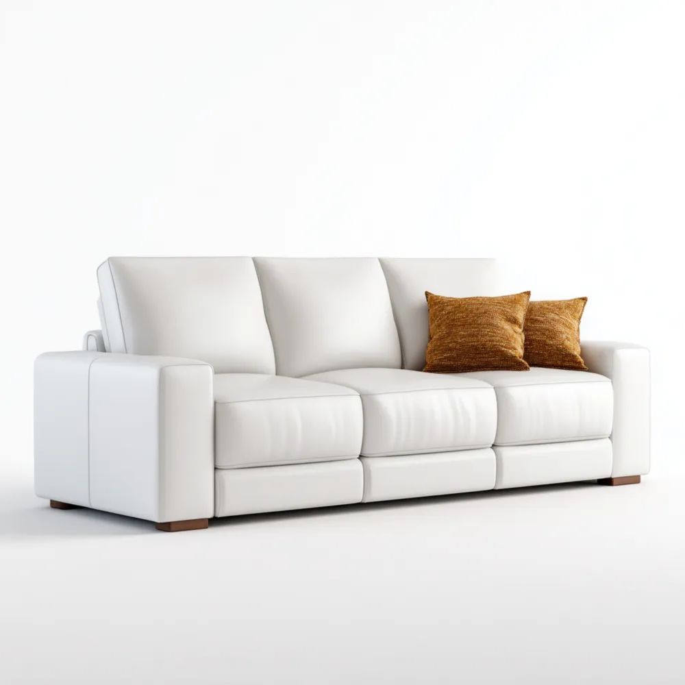 Canapé trois places en Cuir 210x95x85 cm - Blanc - Design Contemporain