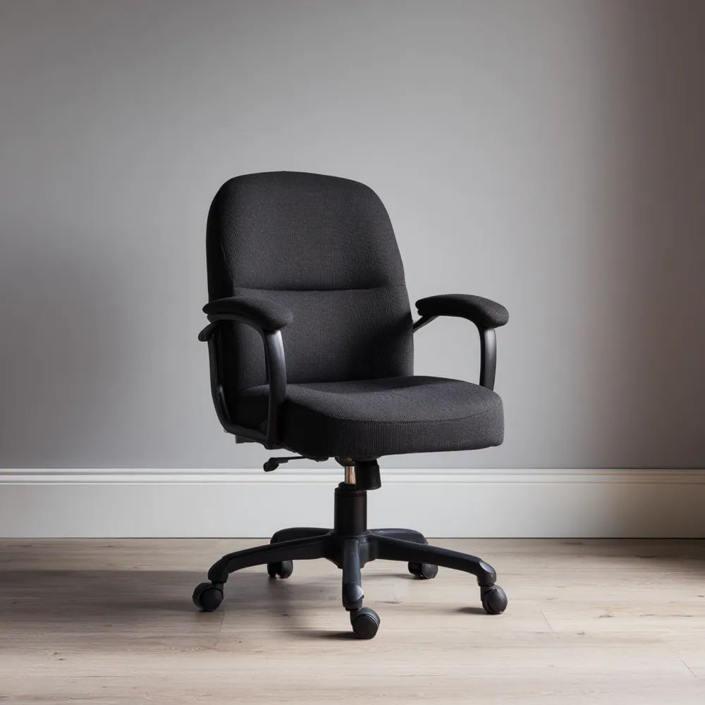 Chaise de bureau ergonomique 65x70x100 cm - tissu Noir - accoudoirs rembourrés