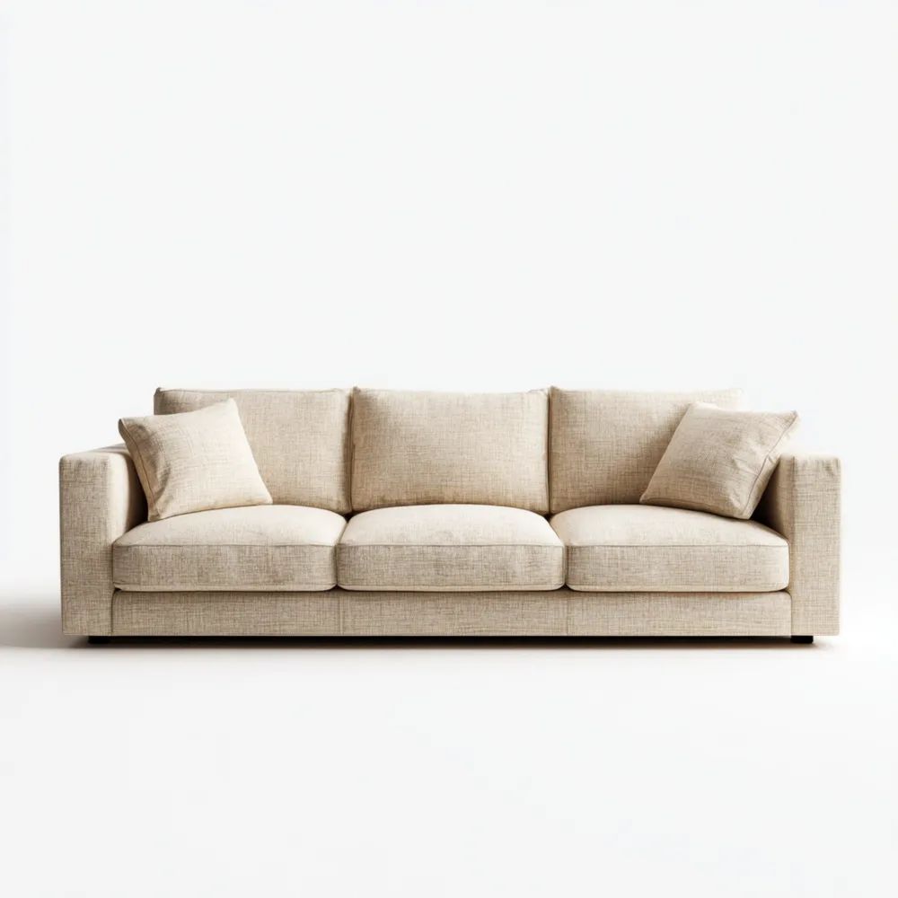 Canapé trois places - Tissu Beige - Design moderne - 230x85x90 cm