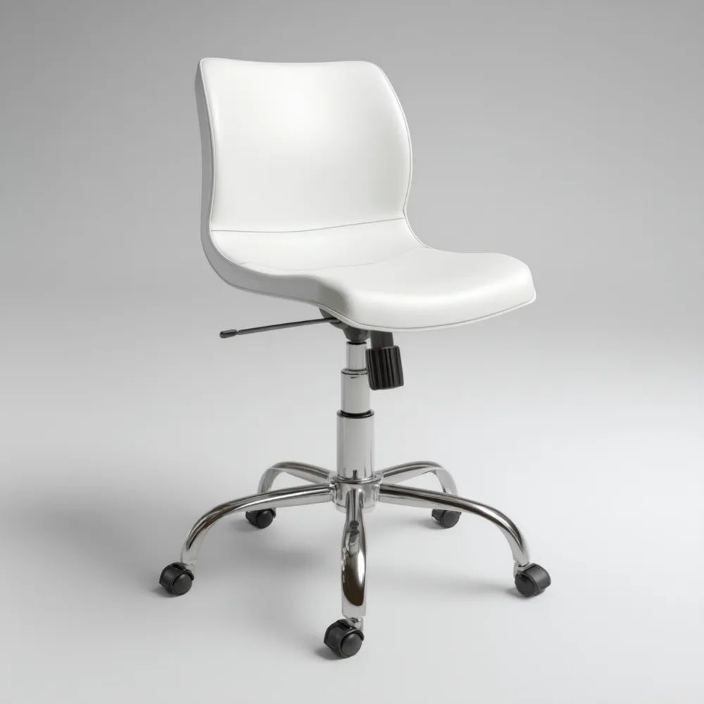 Chaise de bureau réglable 40x40x45-55 cm Similicuir Blanc