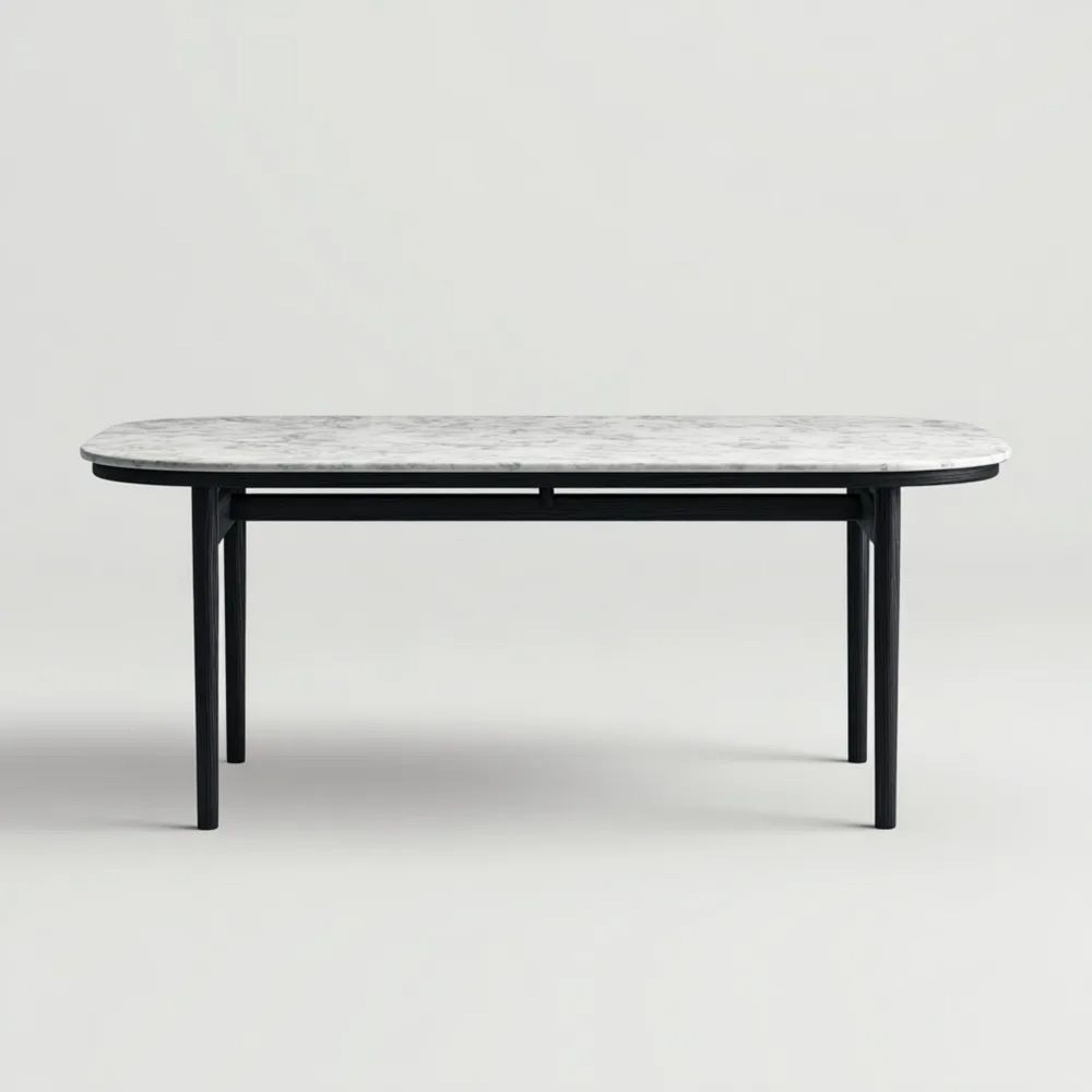 Table à manger en marbre 200x90x75 cm - Blanc - Design contemporain