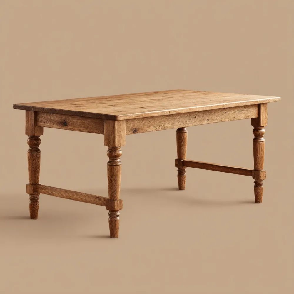 Table à manger en bois massif 150x90x75 cm - Chêne - Style Rustique