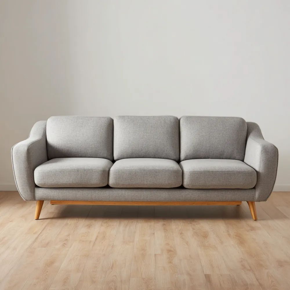 Canapé trois places Tissu 220x90x85 cm - Gris Clair - Moderne