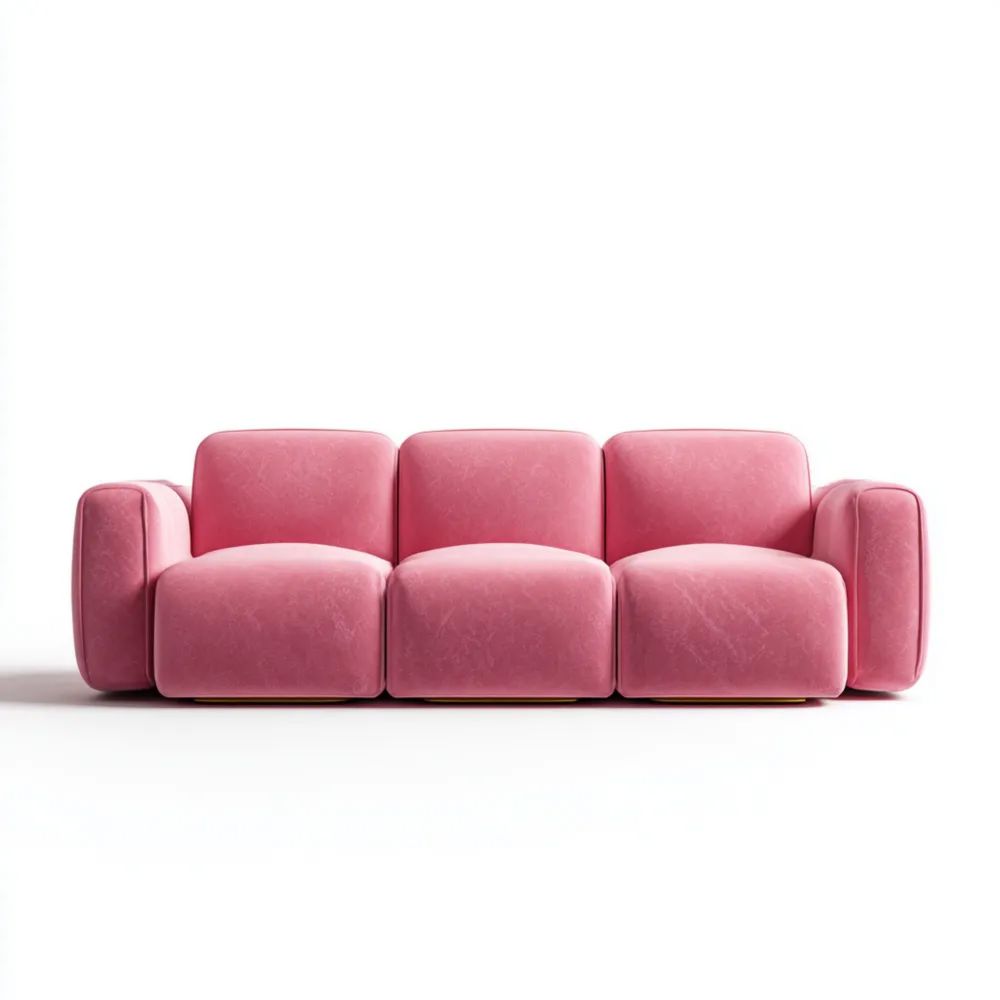 Canapé trois places en tissu 220x90x85 cm - Rose - Design moderne