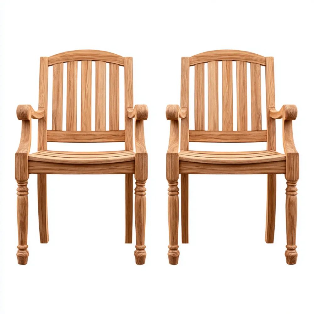Paire de chaises de jardin en bois 55x60x90 cm - Naturel - Style classique