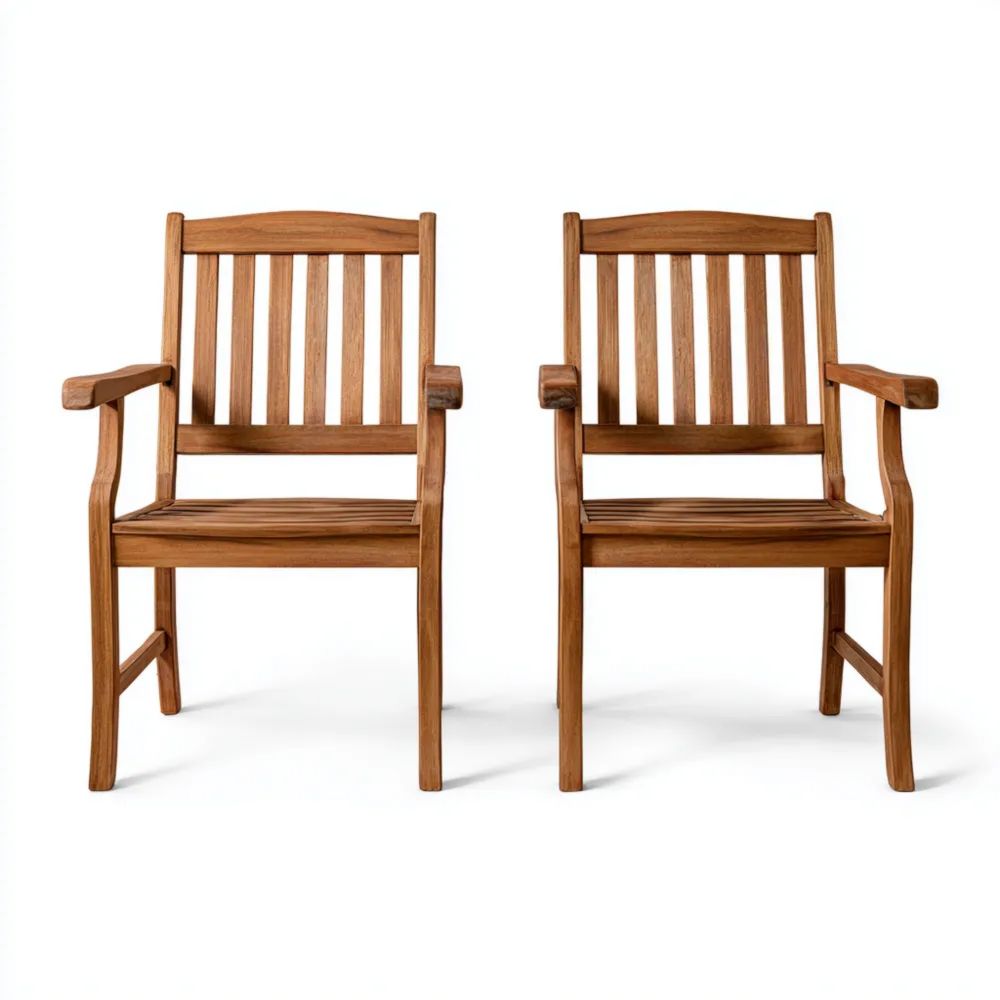 Chaises de jardin en bois de teck 57x60x92 cm - Design classique