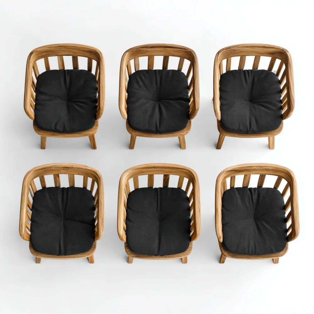 Chaises de jardin en bois 60x60x80 cm avec coussins - Noir - Contemporain