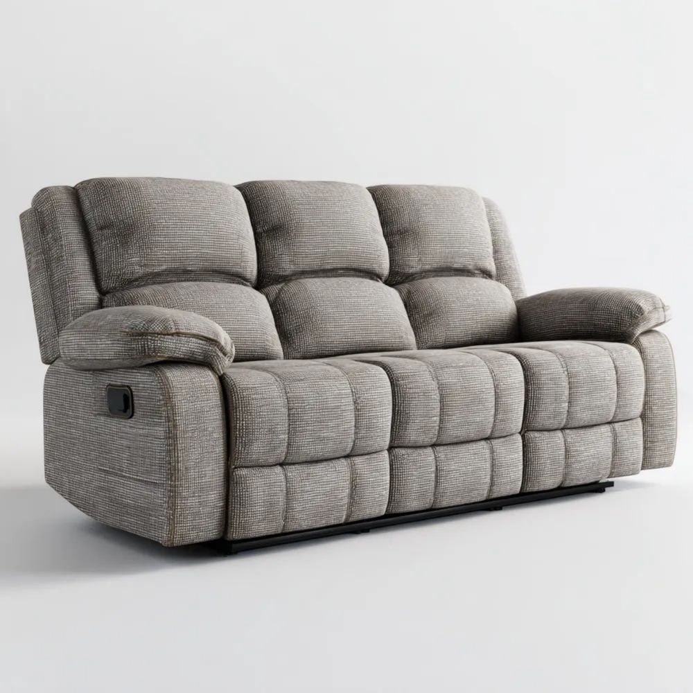 Canapé trois places 200x90x100 cm en Tissu Rembourré Gris Clair - Design Contemporain