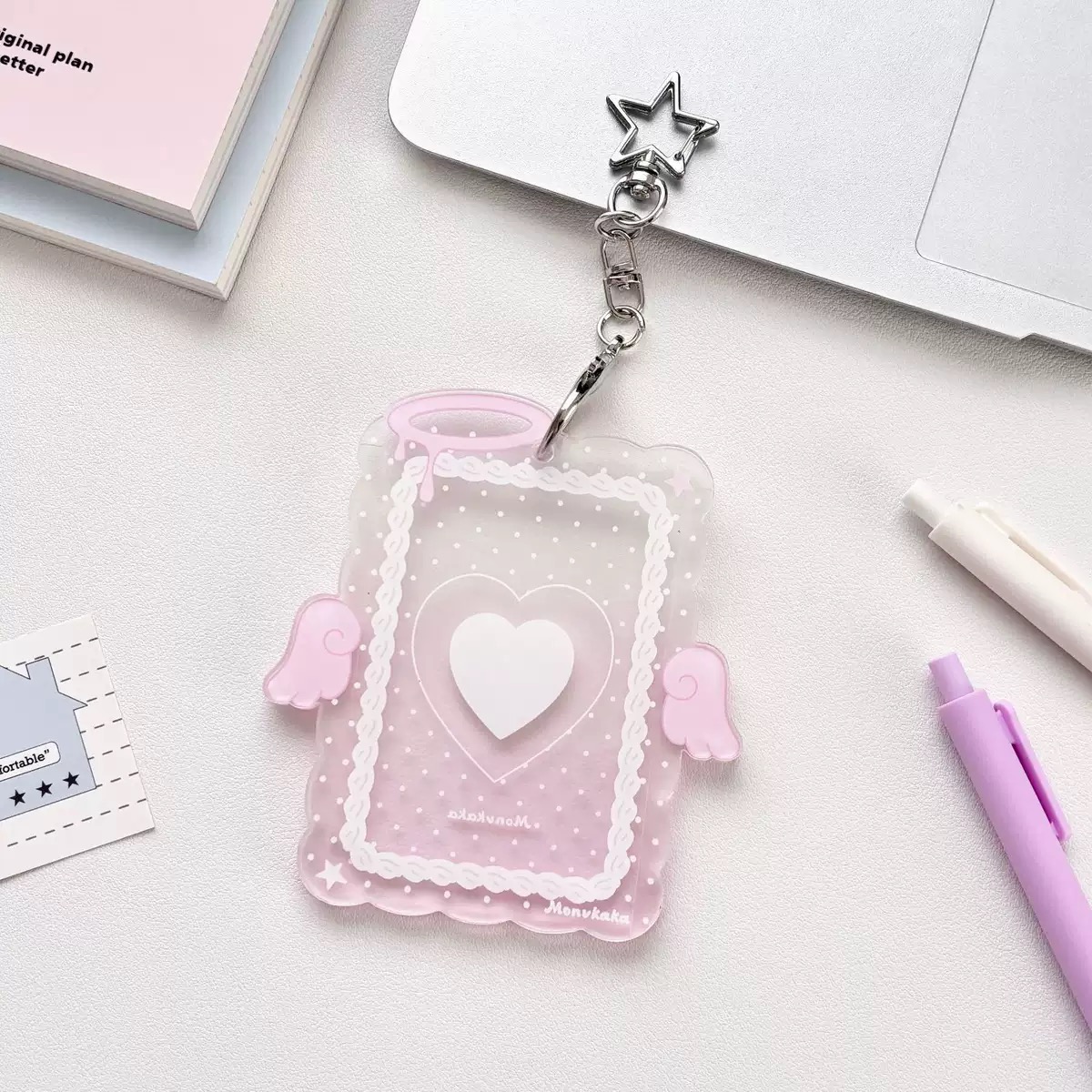 Original Colorful Angel Wings Photocard Holder Acrylic Hard Photocard Sleeve Angel Photocard ID Card Sleeve Card Film Sleeve