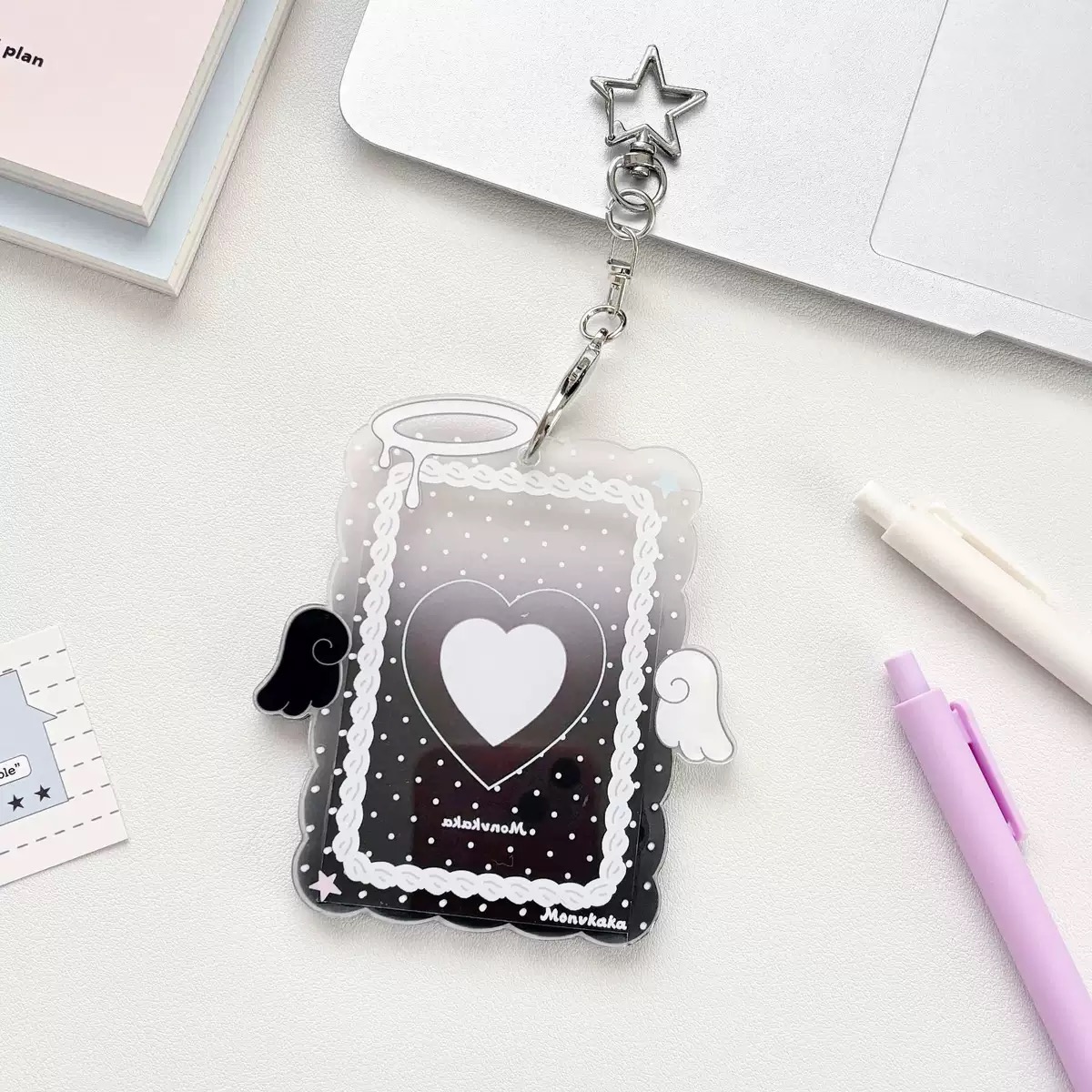 Original Colorful Angel Wings Photocard Holder Acrylic Hard Photocard Sleeve Angel Photocard ID Card Sleeve Card Film Sleeve