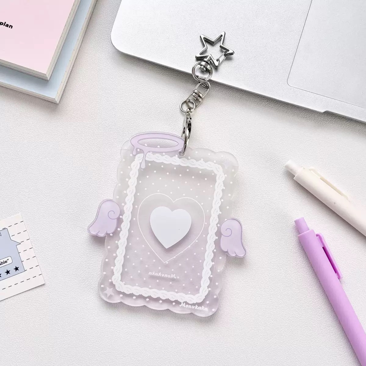 Original Colorful Angel Wings Photocard Holder Acrylic Hard Photocard Sleeve Angel Photocard ID Card Sleeve Card Film Sleeve