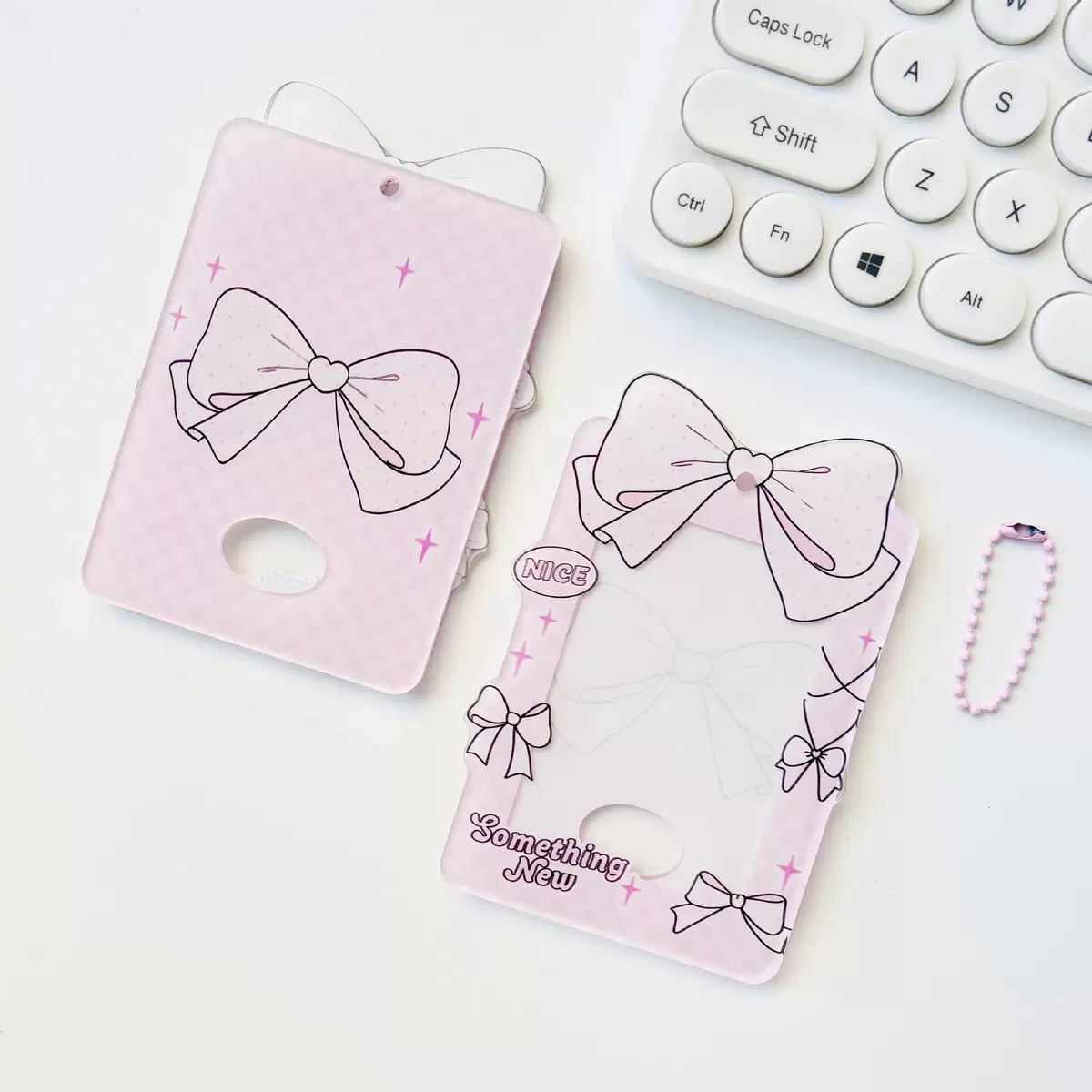 Ins Cute Ballet Style Bow Acrylic 4-Cut Photo ID Card Holder & Photocard Frame for K-pop Stans