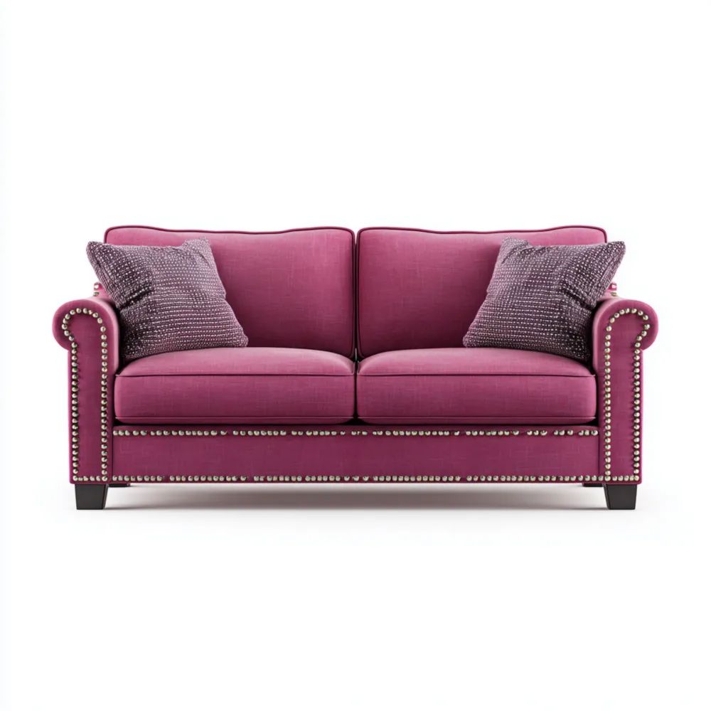 Canapé deux places Tissu 140x85x90 cm – Rose – Design Classique